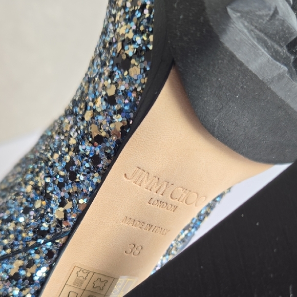 Jimmy Choo 'MADRA 130' Coarse Glitter Ankle Boots, Electric Blue Mix *Size 38* - Picture 7 of 9